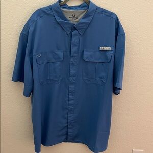 Realtree Men's Casual Blue Button Down Shirt